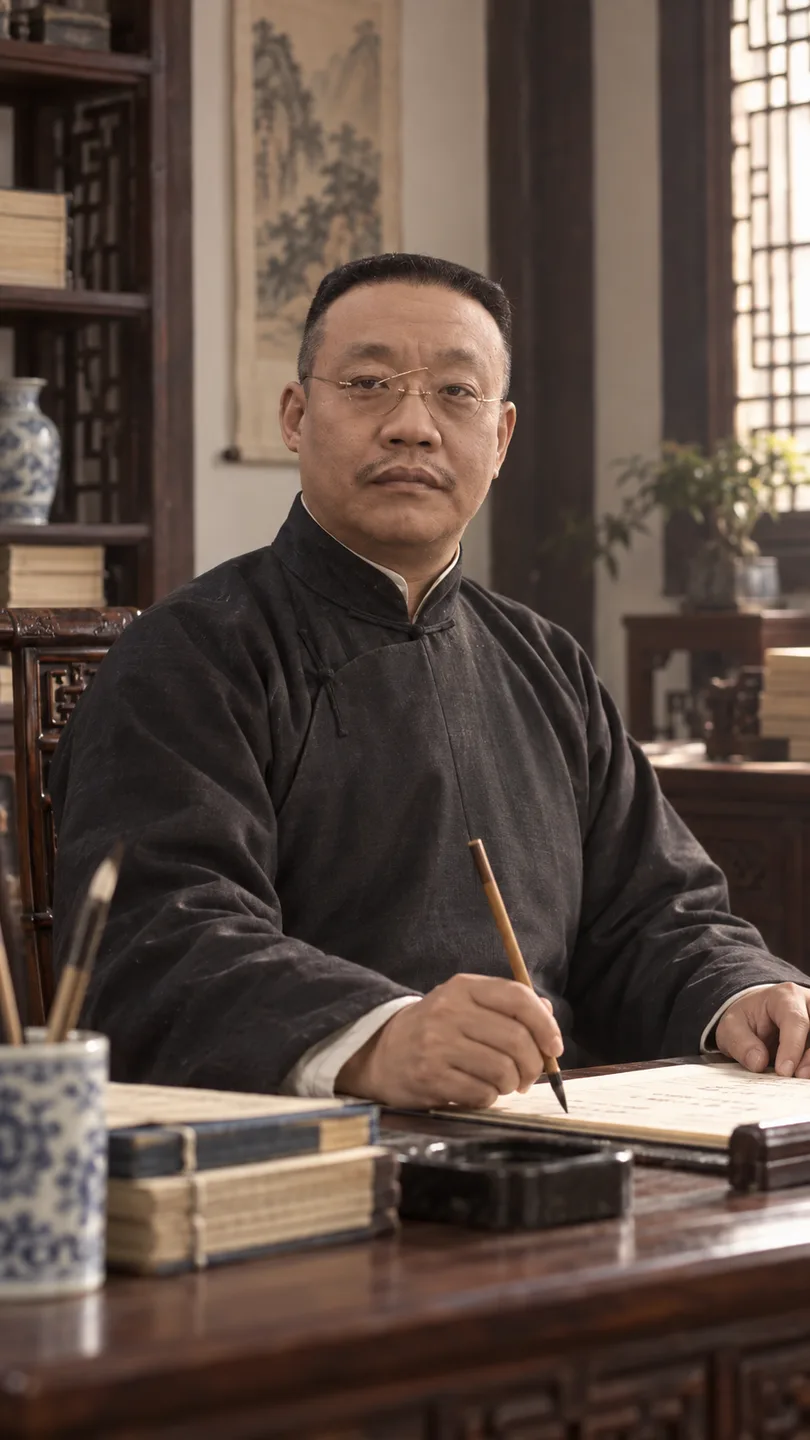 谭延闿在书房中的情境